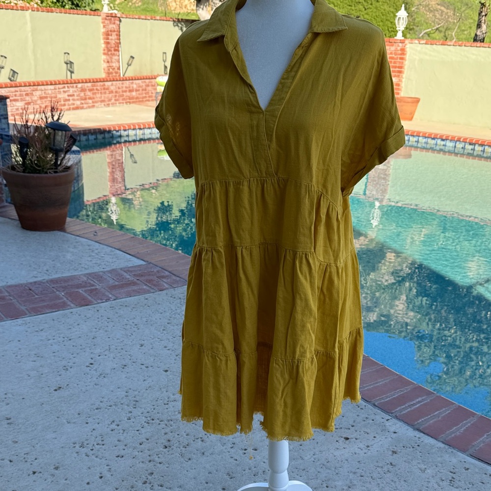 Umgee Yellow Tiered Dress